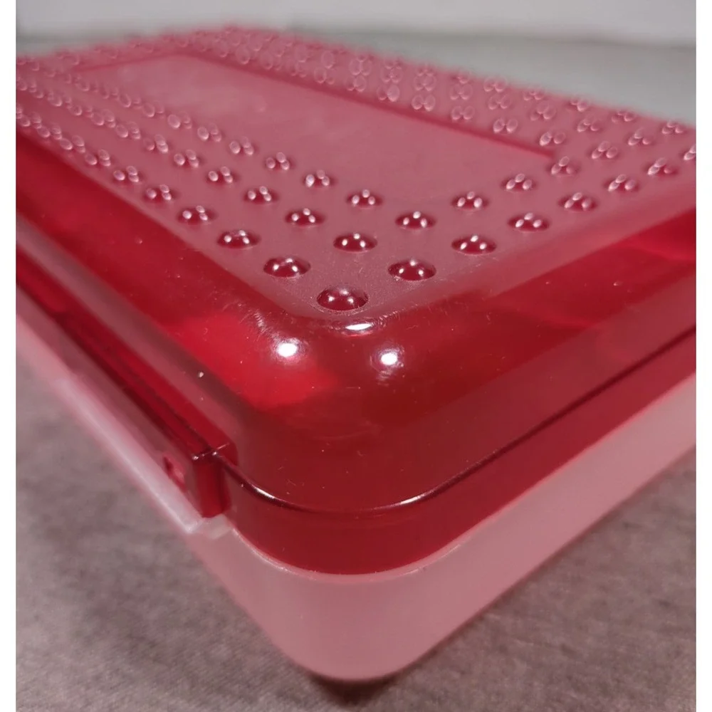 Spacemaker Vintage 1990s Plastic‎ Pencil Case Box Red Top Frosted Bottom